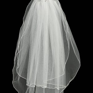 First Communion veils on Comb Organza Leaves flowers with pearls