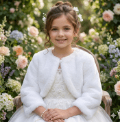 Faux Fur White Communion Bolero Jacket