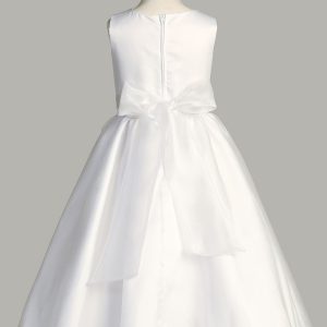 Sleeveless First Communion Dress with crystal organza skirt
