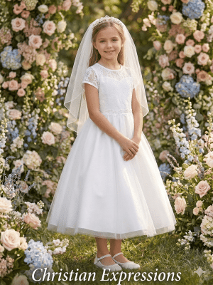 First Communion Dress Lace bodice and tulle skirt
