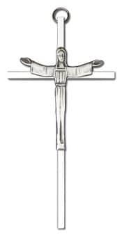 6 inch Antique Silver Risen Christ on a Polished Silver Finish Cross