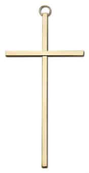 6 inch Plain Polished Brass Cross