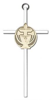 6 inch Antique Gold Communion on a Polished Silver Finish Cross