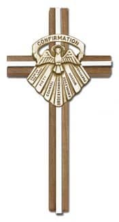 6 inch Confirmation Cross, Walnut w/ Antique Gold inlay
