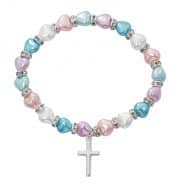 Multi Baby Stretch Bracelet and Sterling Cross Boxed