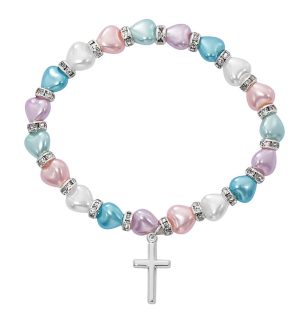 Multi Baby Stretch Bracelet and Sterling Cross Boxed