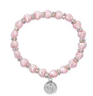 Pink Baby Stretch Bracelet and Sterling Angel Boxed