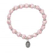 Pink Baby Stretch Bracelet and Sterling Medal Boxed