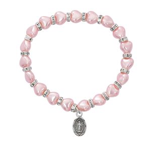 Pink Baby Stretch Bracelet and Sterling Medal Boxed