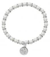 White Baby Stretch Bracelet and Sterling Angel Boxed