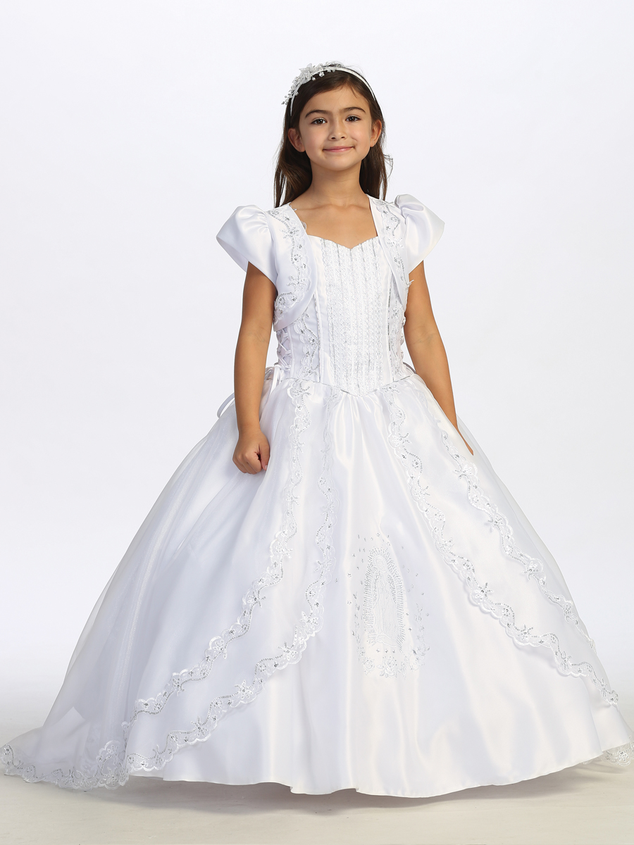First Communion Dress with a Organza Split Skirt and Maria