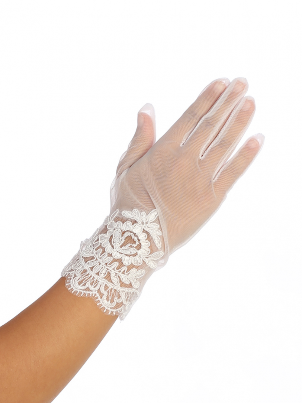 Organza First Communion Gloves with Lace