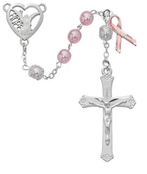 Pink Angel of Hope Breast Cancer Rosary Boxed
