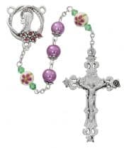 Purple and Ceramic Rosary Boxed
