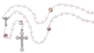 6mm Pink Matt and Venetian Chalice Rosary Boxed