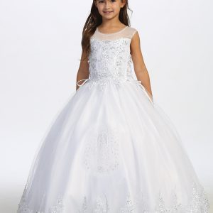 Spanish First Communion Gown with Our Lady of Guadalupe