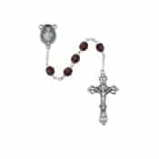 Dark Red Glass January Rosary Boxed