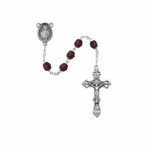 Dark Red Glass January Rosary Boxed