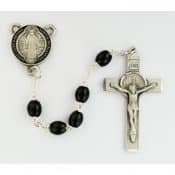 Black Wood Epoxy St Benedict Rosary Boxed