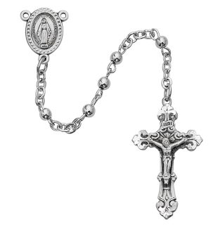 Rhodium Plated Youth Rosary Boxed
