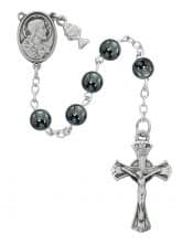 Hematite Communion Rosary Boxed