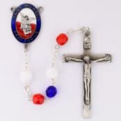 Red, White and Blue St Michael Rosary Boxed