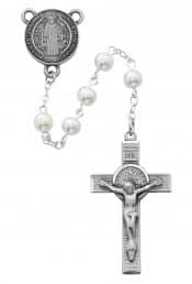 Pearl like  Glass St Benedict Rosary Boxed