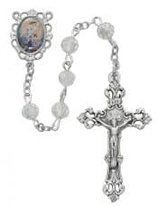 Rhodium Plated Guardian Angel Rosary Boxed