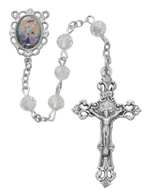 Rhodium Plated Guardian Angel Rosary Boxed