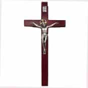 15 in Cherry Stain Crucifix Boxed