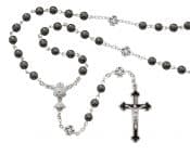 6mm Hematite Communion Rosary Boxed