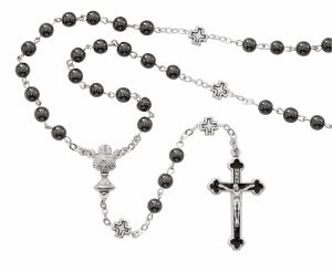 6mm Hematite Communion Rosary Boxed
