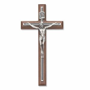 8 in. Walnut Crucifix Boxed