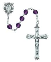 Light Lavender Glass June Rosary Boxed