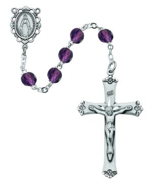 Light Lavender Glass June Rosary Boxed