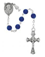 Blue Glass Communion Rosary Boxed