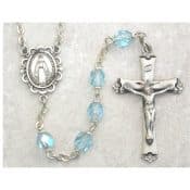 Aqua Glass March Rosary Boxed