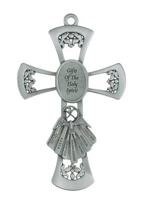 6in Pewter Gifts of the Spirit Cross Boxed