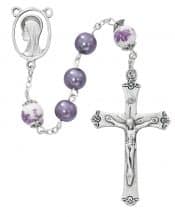 Purple Pearl and Ceramic Rosary