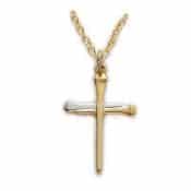 Gold over Sterling Silver Nail Cross Boxed