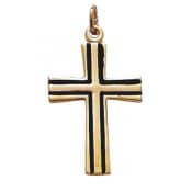 Gold Over Sterling Silver Cross with Black Boxed