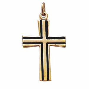 Gold Over Sterling Silver Cross with Black Boxed