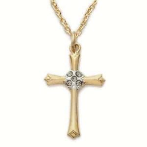 Gold over Sterling Silver Cross Boxed