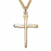 Two-Tone Gold/silver Nail Cross Boxed
