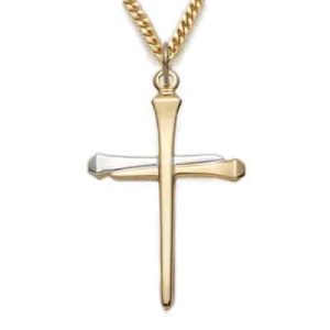 Two-Tone Gold/silver Nail Cross Boxed