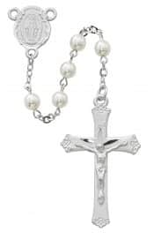 Pearl like  Glass Rosary Boxed