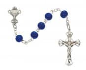 Blue Glass Communion Rosary Boxed