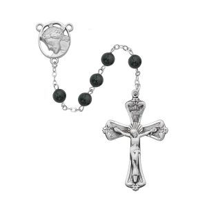 Onyx Head of Christ Rosary Boxed