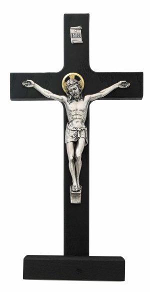 8 in. Walnut Standing Crucifix Boxed