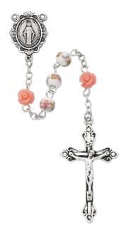 Pink Ceramic Miraculous Rosary, Boxed